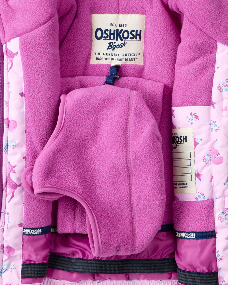 Toddler Girl 2-Piece Taslan Animal Print Snowsuit Set - Pink, image 4 of 13 slides