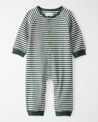 Baby Organic Cotton Waffle Knit Jumpsuit in Stripes, image 1 of 5 slides