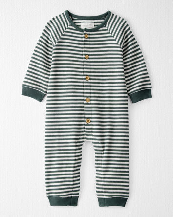 Baby Organic Cotton Waffle Knit Jumpsuit in Stripes, 