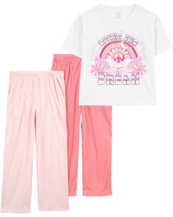 Kid 3-Piece Cropped Pyjama Tee & Pants Set, 