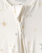 Baby Constellation 2-Way Zip PurelySoft Sleeper - Cream, image 2 of 7 slides