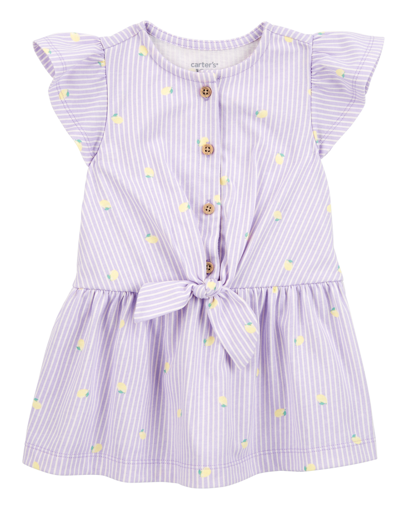 Bébé Robe boutonnée à citrons et rayures, image 1 sur 5 diapositives