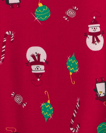 Jeune - Pyjama ajust&eacute; 2 pi&egrave;ces &agrave; motif pingouins et No&euml;l &ndash; Rouge, 
