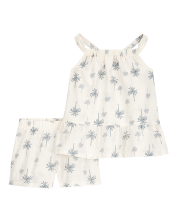 Toddler 2-Piece Palm Tree  Floral Set - Ivory, 