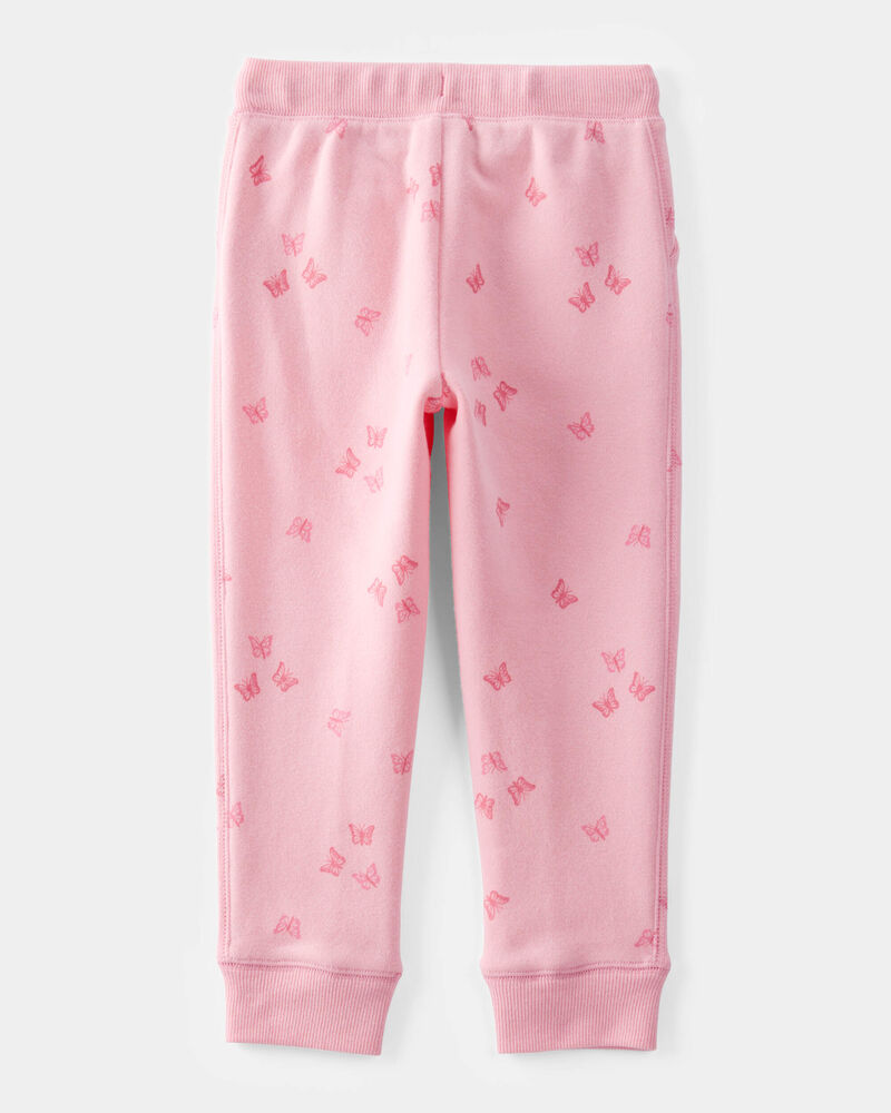 Toddler Butterfly Print French Terry Drawstring Joggers - Pink, image 2 of 4 slides