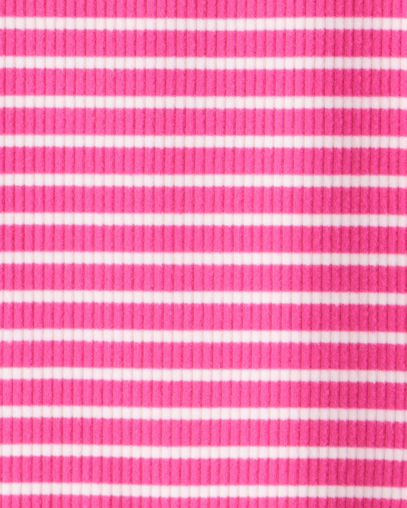 Girls Stripe Ribbed Top - Pink, image 2 of 3 slides