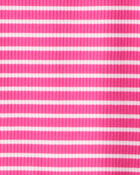 Girls Stripe Ribbed Top - Pink, image 2 of 3 slides