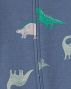Baby Boy Dinosaur Foot Art Snug Fit Sleeper - Blue, image 3 of 5 slides