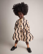 Toddler Girl Chevron Button-Down Dress - Khaki, image 3 of 6 slides