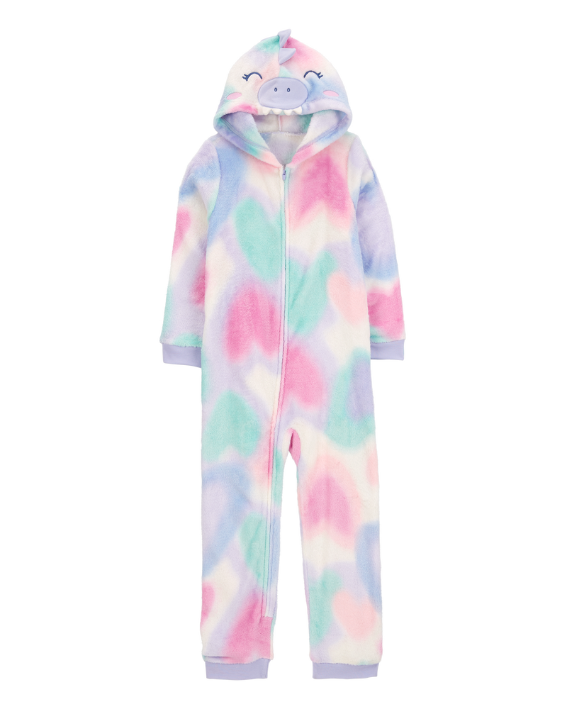 Girls 1-Piece Dinosaur Fleece Pyjamas, image 1 of 5 slides