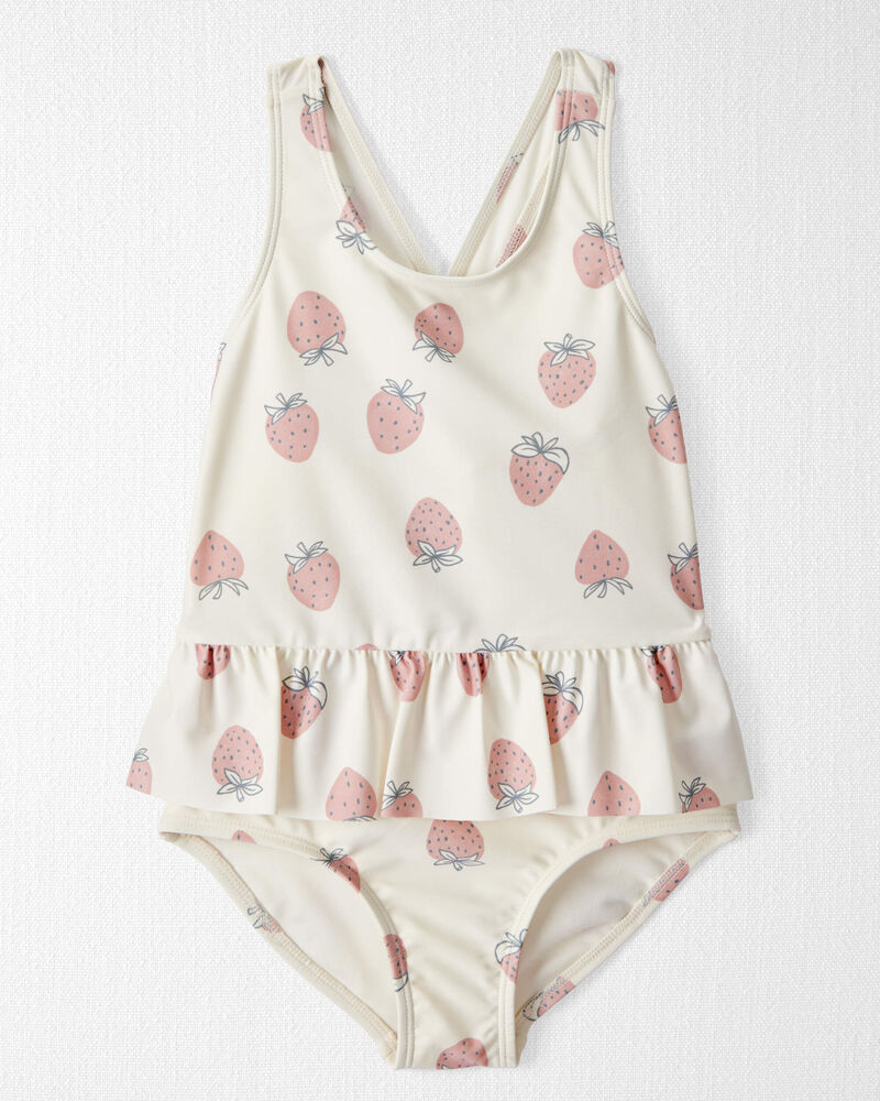 Toddler Recycled Strawberry-Print Swimsuit, image 1 of 4 slides