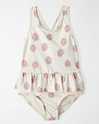 Toddler Recycled Strawberry-Print Swimsuit, image 1 of 4 slides