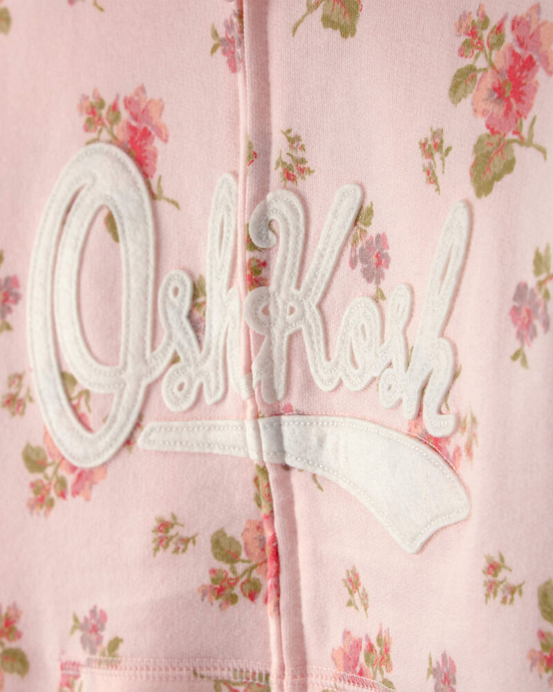 Filles - Blouson &agrave; capuchon, fermeture &agrave; glissi&egrave;re et logo OshKosh, motif floral - Rose, image 2 sur 3 diapositives