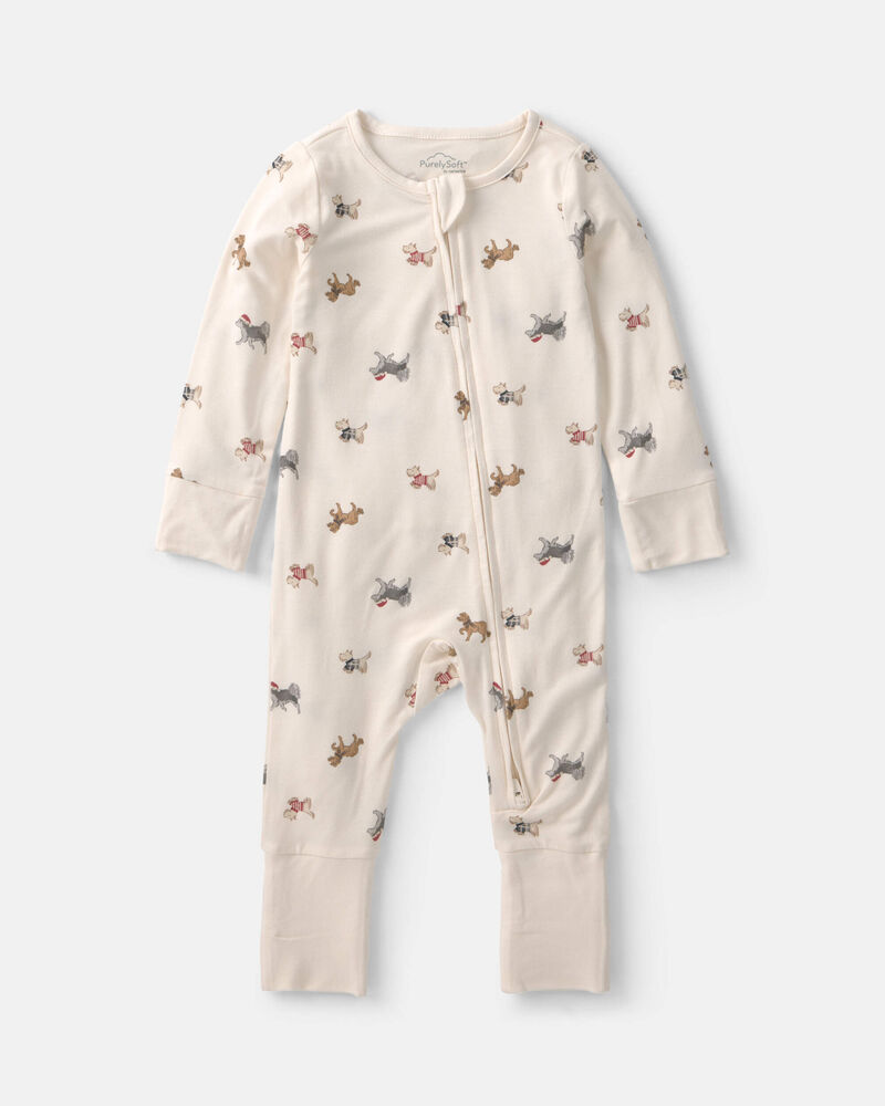 Baby Dog PurelySoft&trade; 2-Way Zip Sleep & Play Pyjamas - Cream, image 2 of 9 slides