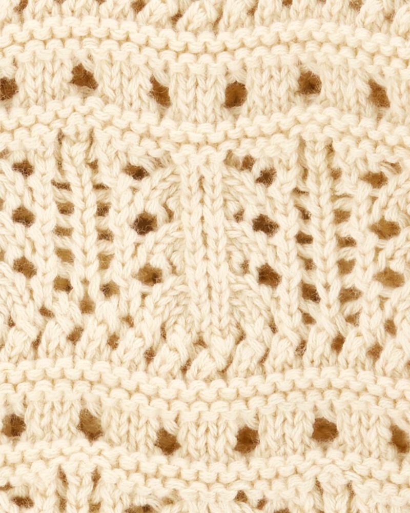 Baby Pointelle Cardigan - Cream, image 2 of 3 slides