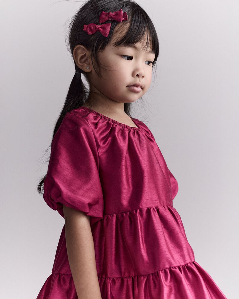 Toddler Girl Puff Sleeve Short-Sleeve Dress - Pink, image 1 of 6 slides