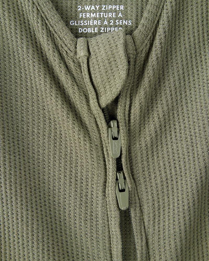 Baby Boy Solid 2-Way Zip PurelySoft Sleeper - Green, image 6 of 8 slides