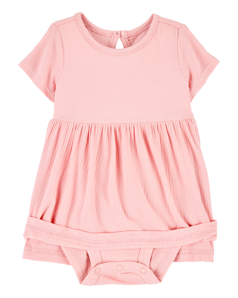 Bébé fille - Robe cache-couche de couleur unie - Rose, image 2 sur 7 diapositives