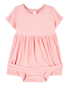 Bébé fille - Robe cache-couche de couleur unie - Rose, image 2 sur 7 diapositives