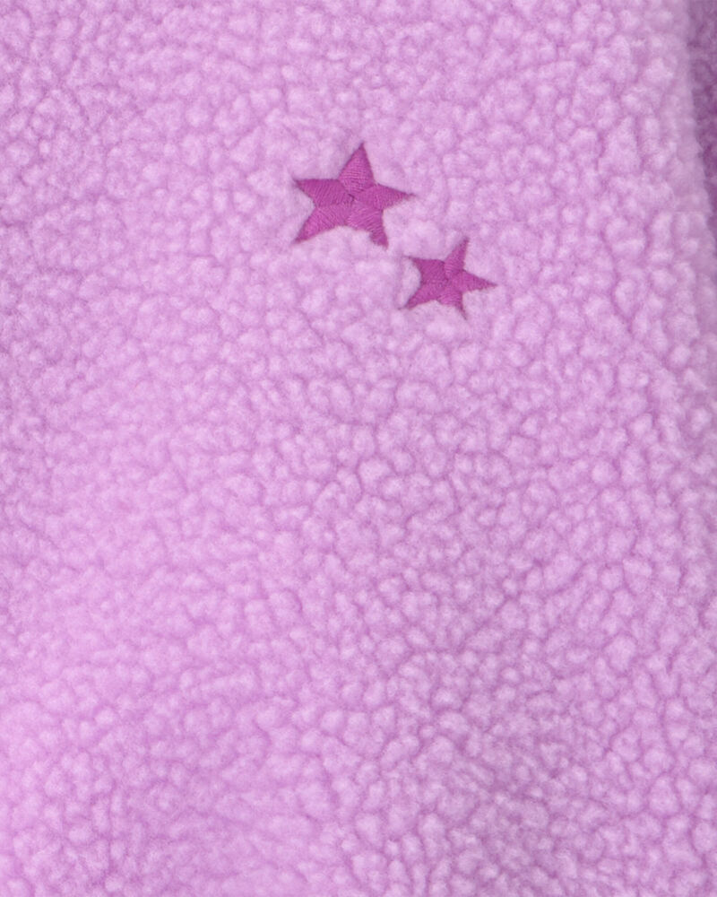 Toddler Girl Star Teddy Fleece Zip-Up Jacket - Purple, image 2 of 3 slides
