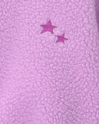 Toddler Girl Star Teddy Fleece Zip-Up Jacket - Purple, image 2 of 3 slides