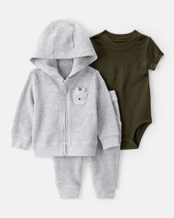 Baby 3-Piece Thermal Bear Little Cardigan Set, 