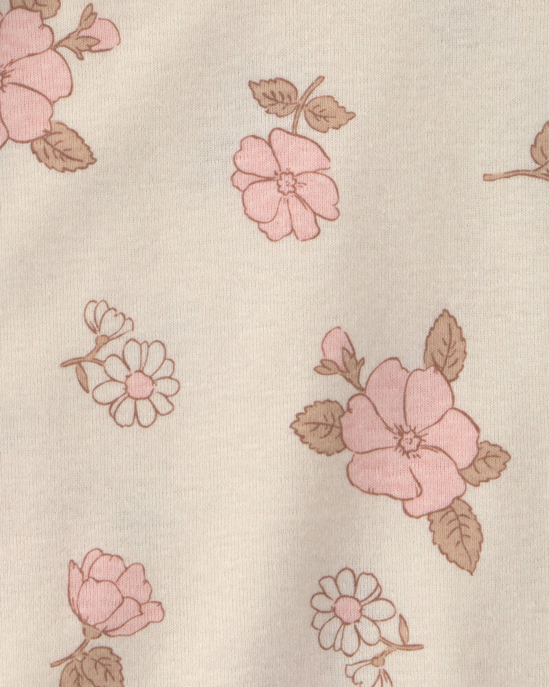 B&eacute;b&eacute; fille - Emballage 5 cache-couches manches courtes &agrave; motif floral - Rose/Ivoire, image 4 sur 6 diapositives