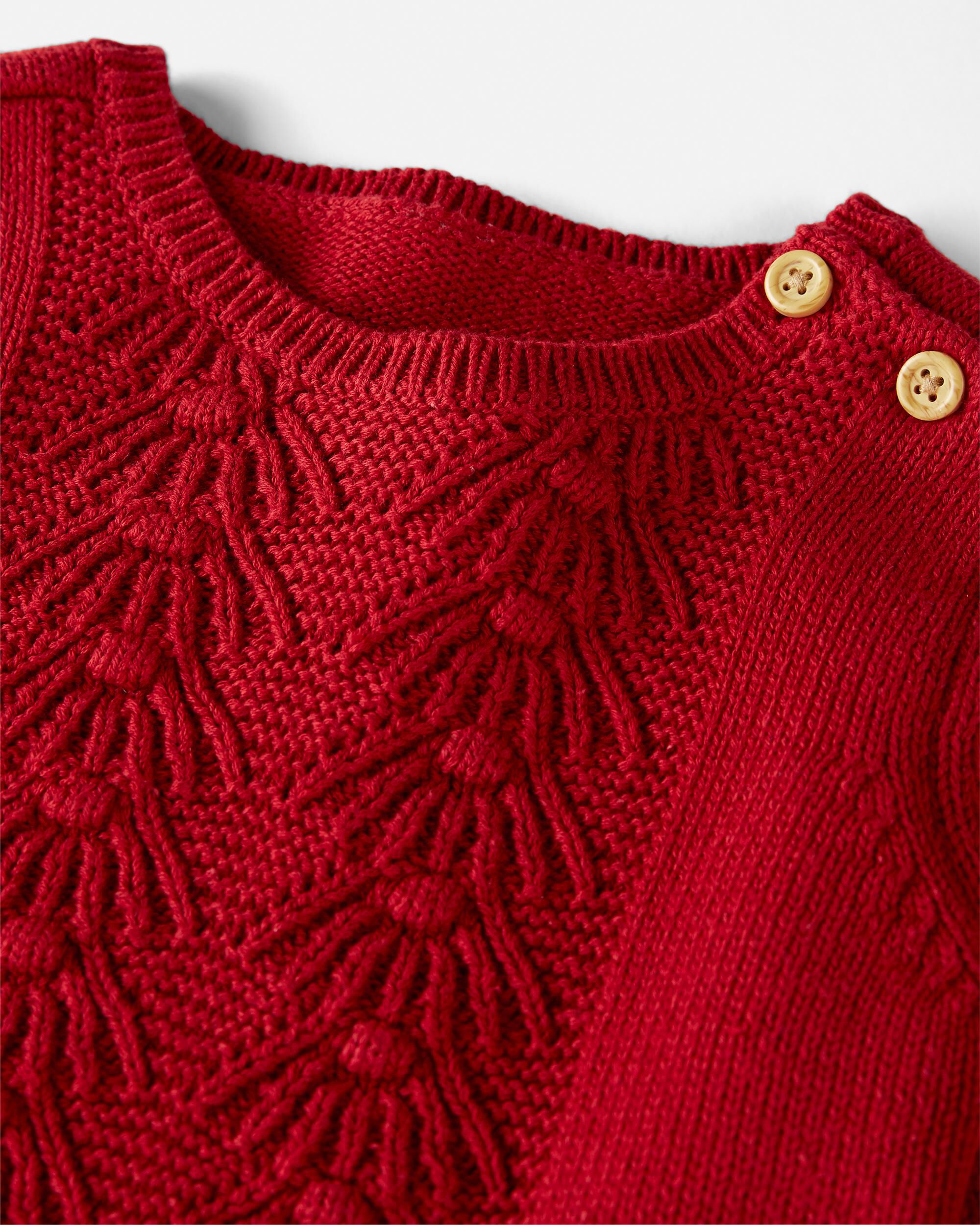 Deep Red Organic Cotton Cable Knit Sweater Carter s Oshkosh Canada