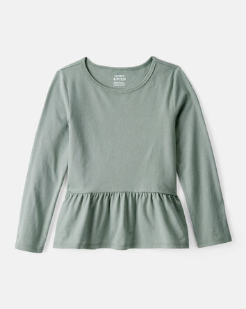 Filles - Haut à basque avec manches longues - Vert, 