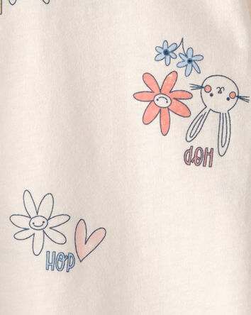 B&eacute;b&eacute; fille - Haut floral &agrave; motif de lapin de P&acirc;ques - Cr&egrave;me, 