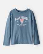 Filles - T-shirt &agrave; manches longues imprim&eacute; basketball&nbsp;&ndash; Bleu, image 1 sur 2 diapositives
