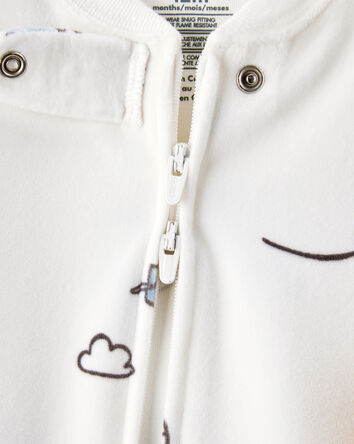 B&eacute;b&eacute; gar&ccedil;on - Pyjama une pi&egrave;ce ajust&eacute; &agrave; manches longues et fermeture &agrave; glissi&egrave;re double sens DreamPlush &agrave; motif d&rsquo;h&eacute;licopt&egrave;res &ndash; Blanc, 