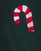 Baby Boy 2-Piece Candy Cane Corduroy Long-Sleeve Overall Set - Green/Cream, image 4 of 6 slides