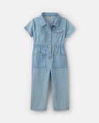 Tout-petit fille - Combinaison en denim &agrave; manches courtes - D&eacute;lav&eacute; clair, image 1 sur 3 diapositives