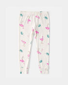Toddler Girl Flamingo PurelySoft Short-Sleeve Snug Fit 2-Piece Pyjama Set - Ivory, image 3 of 7 slides