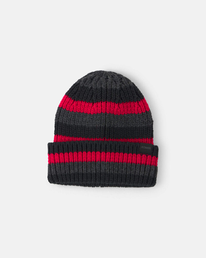 Boys Kombi Stripy Beanie Hat - Red, image 1 of 2 slides