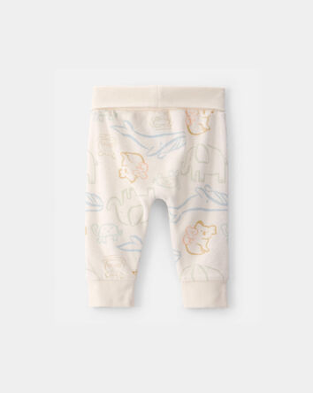 B&eacute;b&eacute; - Pantalons jersey bouclette, Animaux - Cr&egrave;me, 