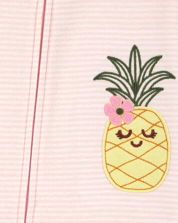 Pyjama 1 pièce à pieds en coton ajusté à motif d’ananas, 