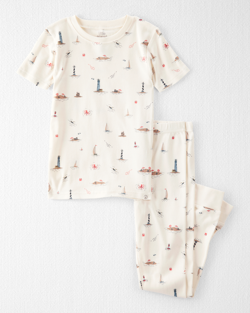 Kid Organic Cotton Pyjamas in Coastal Print, image 1 of 3 slides