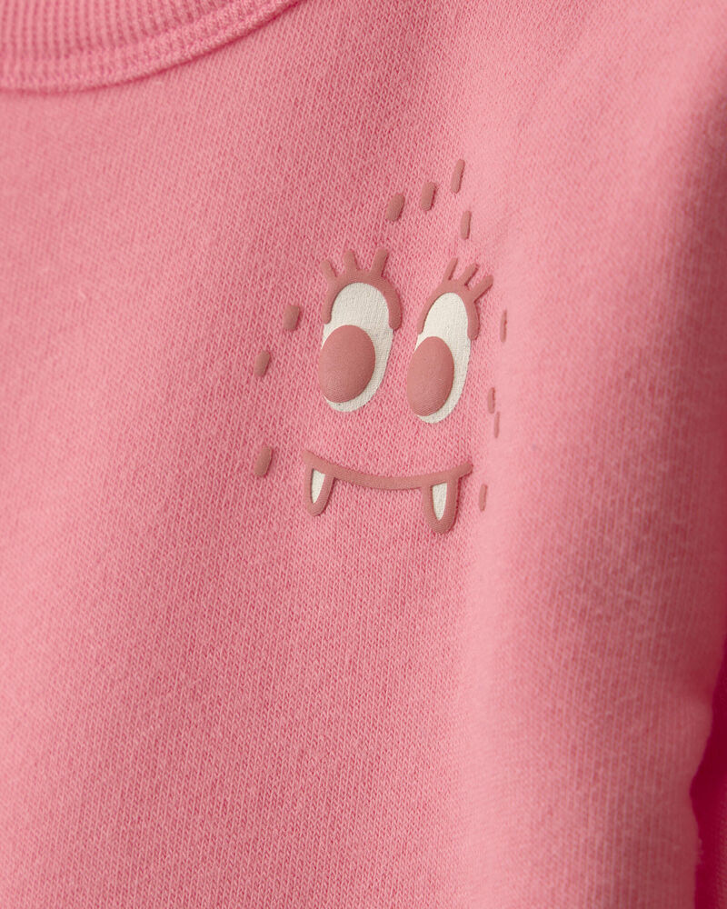 B&eacute;b&eacute; fille - Chandail en molleton douillet &agrave; motif de monstre &ndash; Rose, image 2 sur 4 diapositives
