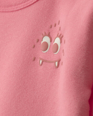 Baby Girl Cozy Monster Fleece Pullover Sweatshirt - Pink, 