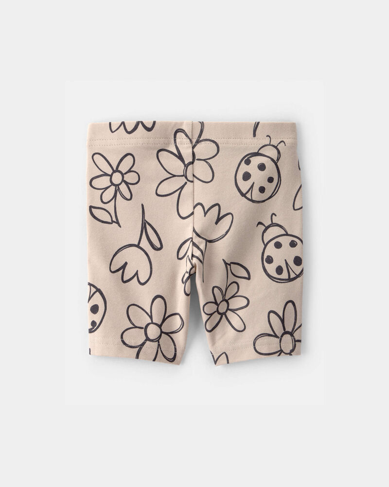 Tout-petit fille - Short de cycliste, fleurs et coccinelles - Brun, image 2 sur 3 diapositives