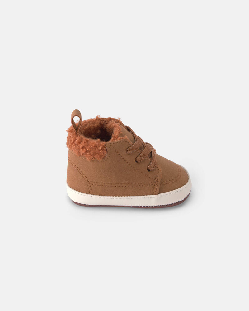 Baby Boy Teddy Fleece High Top - Brown, image 2 of 6 slides