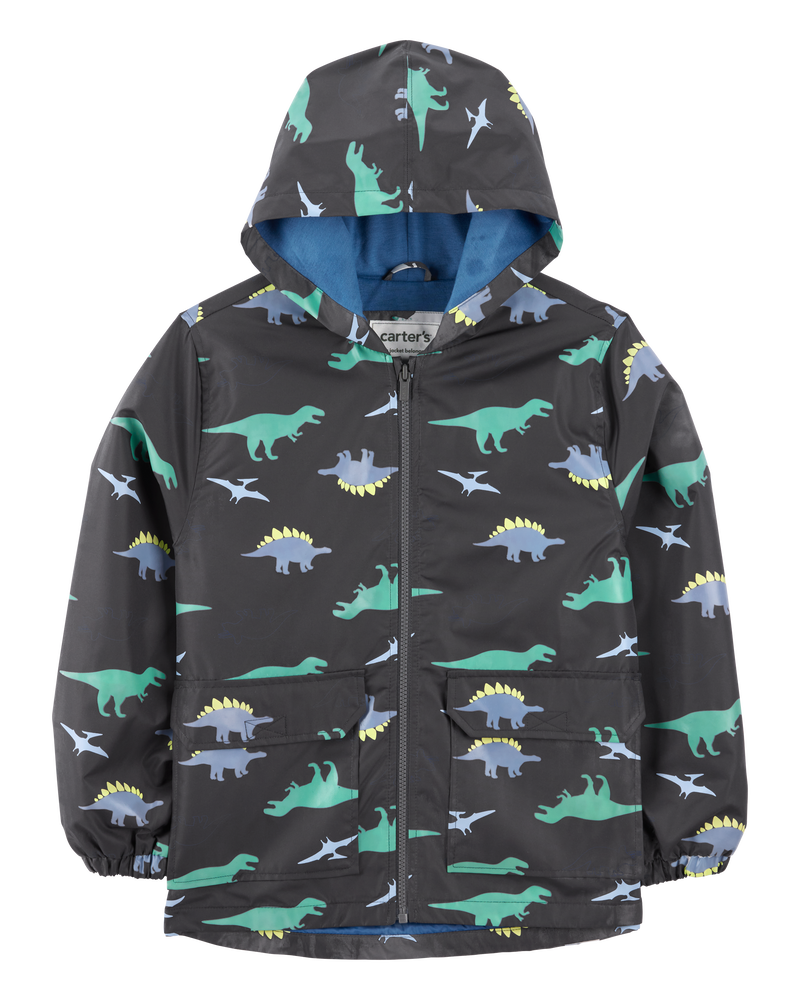 Dinosaur Colour Changing Rain Jacket - Grey, image 3 of 6 slides