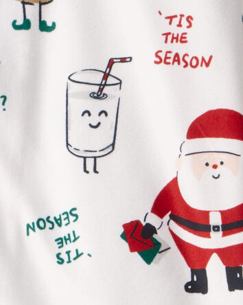 Kid Christmas Santa Print Fleece Long-Sleeve Loose Fit 2-Piece pyjamas - White, 