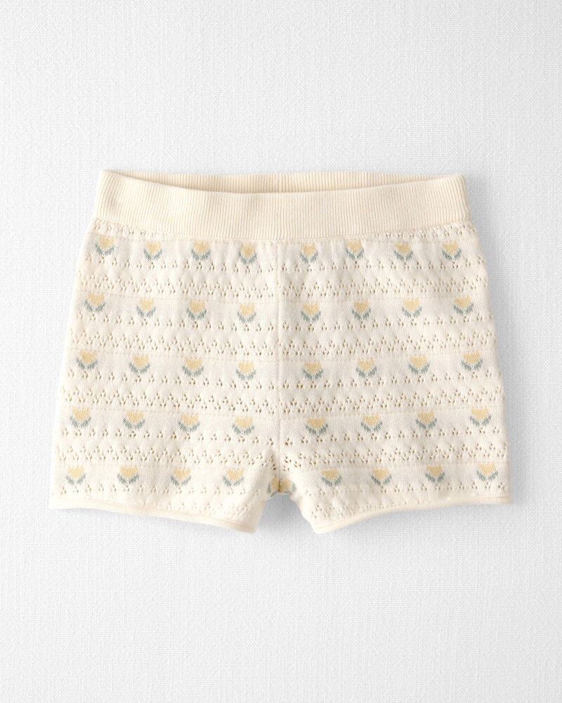 Tout-petit fille - Ensemble de chandail en tricot de coton biologique &agrave; motif floral miel, image 2 sur 4 diapositives