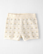 Tout-petit fille - Ensemble de chandail en tricot de coton biologique &agrave; motif floral miel, image 2 sur 4 diapositives