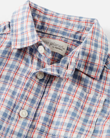 LENZING™ ECOVERO™ Plaid Button-Front Shirt, 