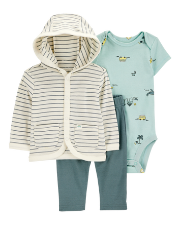 Bébé Ensemble 3 pièces haut à capuchon à rayures et pantalon , 