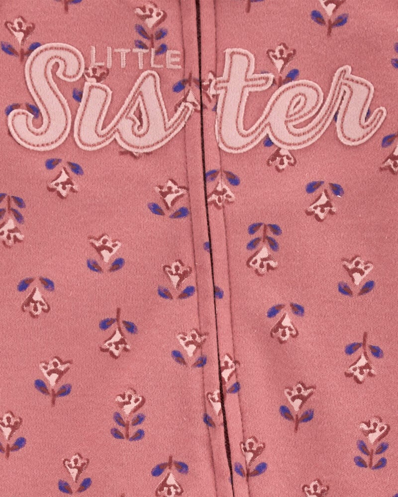 Baby Little Sister 2-Way Zip Cotton Sleeper, image 2 of 4 slides